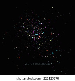 Vector colorful paint splatter on black background