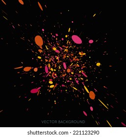 Vector colorful paint splatter on black background