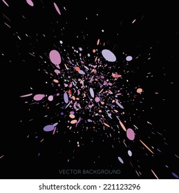 Vector colorful paint splatter on black background