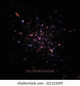 Vector colorful paint splatter on black background