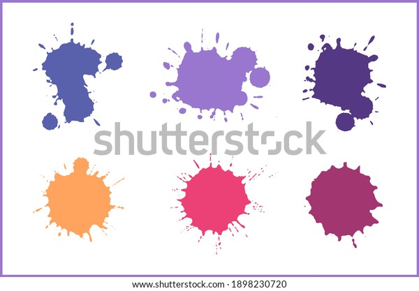 Vector colorful paint
splatters set.