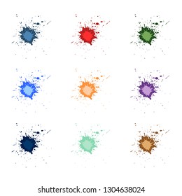 Vector Colorful paint splatters.Paint splashes set.Vector illustration.