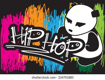 vector colorful panda hiphop background.