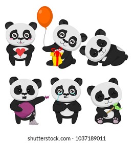 Vector colorful pandas stickers