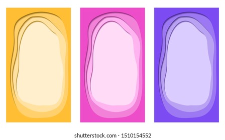 Vector colorful paper cut set of background for social media
