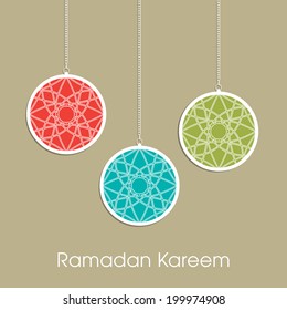 vector colorful paper lamps with intricate arabic pattern for the celebration of ramadan kareem and other muslim festivals.