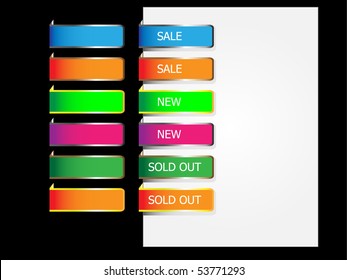 Vector colorful paper tags for web.
