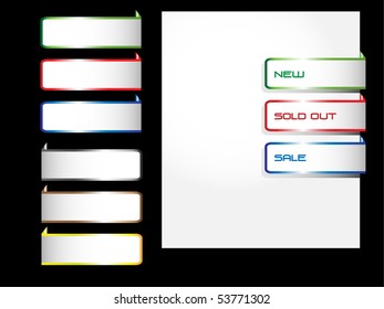 Vector colorful paper tags for web.