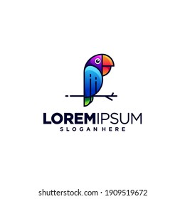 Vector colorful parrot design logo.