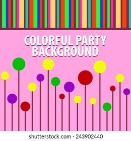 vector colorful party background with abstract drawing in pink background