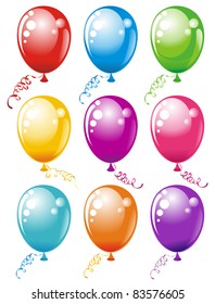 Vector colorful party balloons isolated on white background