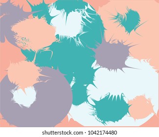 Vector colorful pastel ink splashes. Element for your background designs, Paint splat background. illustration Watercolor splash on orange background