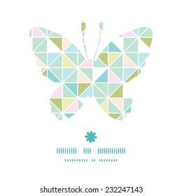 Vector colorful pastel triangle texture butterfly silhouette pattern frame