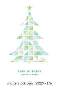 Vector colorful pastel triangle texture Christmas tree silhouette pattern frame card template