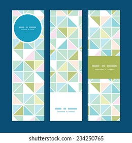 Vector colorful pastel triangle texture vertical banners set pattern background