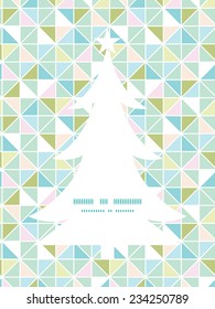Vector colorful pastel triangle texture Christmas tree silhouette pattern frame card template