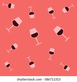Vector colorful pattern of Bourgogne wine glass. Alcohol background. Cartoon style of vector illustration