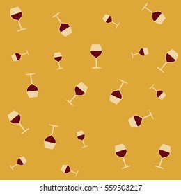 Vector colorful pattern of Burgundy wine glass. Alcohol background. Cartoon style of vector illustration