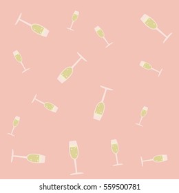 Vector colorful pattern of Champagne wine glass. Alcohol background. Cartoon style of vector illustration