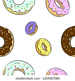 Vector colorful pattern with favourite donut by Homer Simpson 