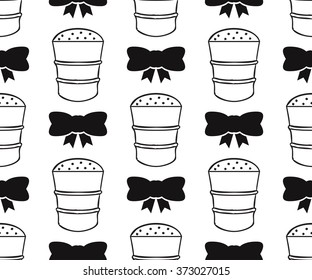 Vector colorful pattern with ice-cream and bows