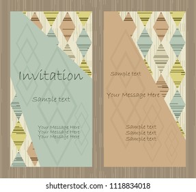 Vector colorful  pattern invitation greeting and thank you cards set