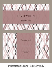 Vector colorful  pattern invitation greeting and thank you cards set