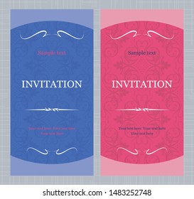 Vector colorful  pattern invitation greeting and thank you cards set