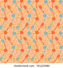 Vector colorful pattern with kitchen tools. Texture for design