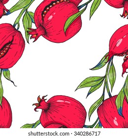 Vector colorful pattern pomegranate fruit, vector illustration, beautiful wallpaper grenades, handmade