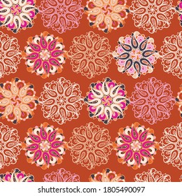 Vector colorful pattern colorful psychedelic design of lined abstract flowers
