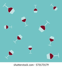 Vector colorful pattern of Vallee du Rhone wine glass. Alcohol background. Cartoon style of vector illustration