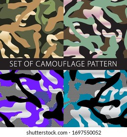 vector colorful patterns for all seasons. Set of camouflage Vector EPS SEAMLESS KHAKI. military background for army design art