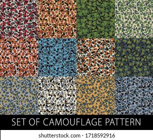 vector colorful patterns for all seasons. Set of camouflage Vector EPS SEAMLESS KHAKI. military background for army design art