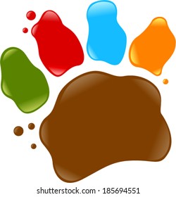 vector colorful paw splash - Separate layers for easy editing