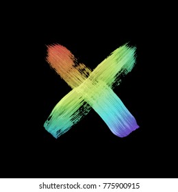 vector colorful pearl cross shape artistic hand drawn paint brush realistic texture decoration element isolated black background