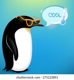vector colorful penguin on cold background