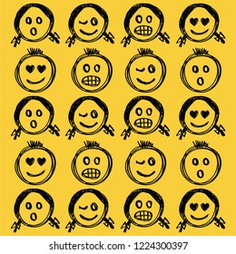 Vector Colorful People Cartoon Face Design