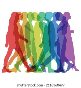 Vector colorful people silhouette. Best people profile.