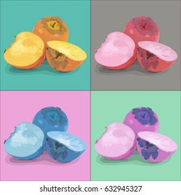 Vector colorful persimmon. Yummy