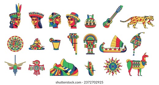 Vektorfarbige Peru-Symbole Set-Illustration einzeln