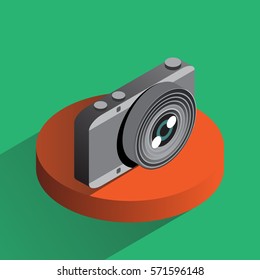 Vector colorful photo camera. Isometric projection. Isolated object