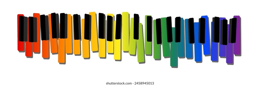 Vector colorful piano keys, keyboard illustration for music logo, icon, poster design.