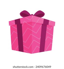 Caja de regalo rosa de color vectorial con regalo de arco regalo presente icono vector de ilustración.