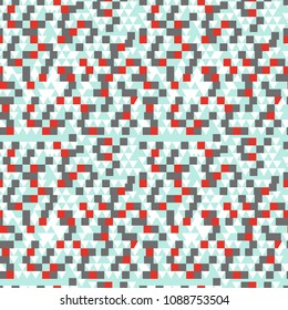 Vector colorful pixels seamless pattern. Geometric abstract retro background.