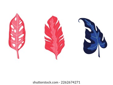 Vector colorful plant leaves are digital graphics of vibrant plant foliage created with vector-based software to add a dynamic and visually pleasing element to digital media. in white background 