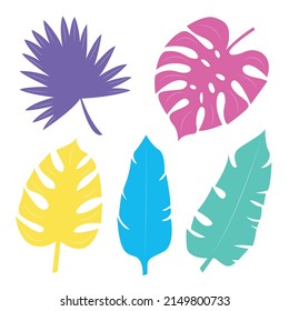 Vektorfarbige Pflanzenblätter. Flache Illustration.