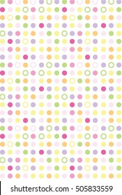 Vector Colorful polka dot  pattern on yellow background