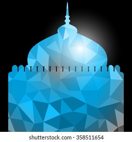 Vector of Colorful Polygonal Crystal Mosque /Ramadan Kareem Colorful Mosaic