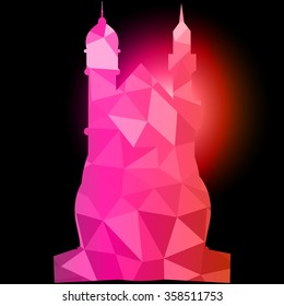Vector of Colorful Polygonal Crystal Mosque /Ramadan Kareem Colorful Mosaic .